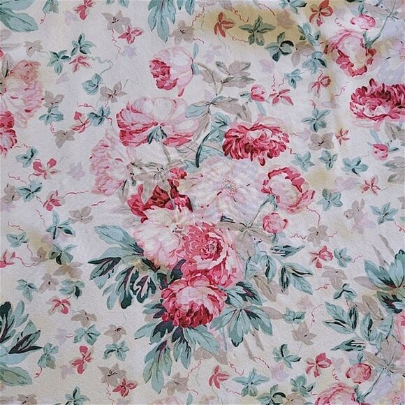 Vtg 90s LRL silk ecru floral wrap skirt - Picture 9 of 14